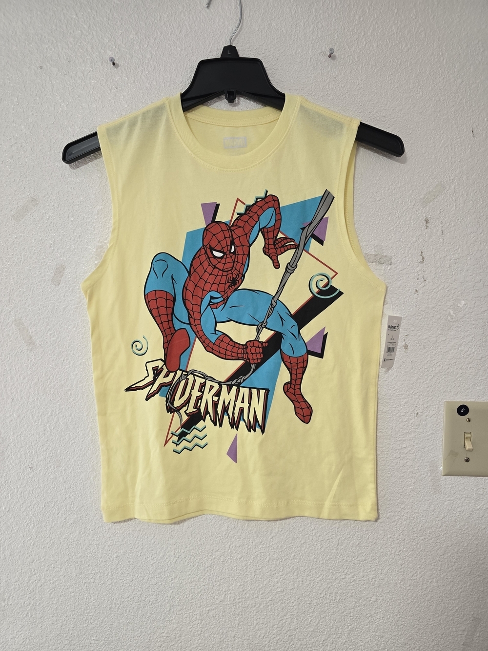 Marvel Yellow Tank Top with Red & Blue Spider-Man Graphic